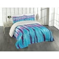 thumbnail image 1 of Ambesonne Ombre Quilted Coverlet 3 Pcs, Retro 60's Style Hippie, Queen Size, Blue Pink, 1 of 4