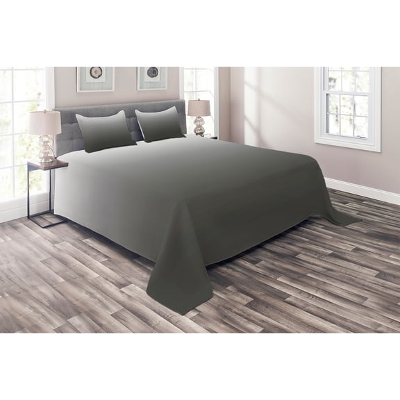 Ambesonne Ombre Quilted Coverlet 3 Pcs, Smoke Fog Futuristic, King Size, Dark Green