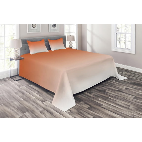 Ambesonne Ombre Quilted Coverlet 3 Pcs, Sunset in Hot Desert, King Size, Orange