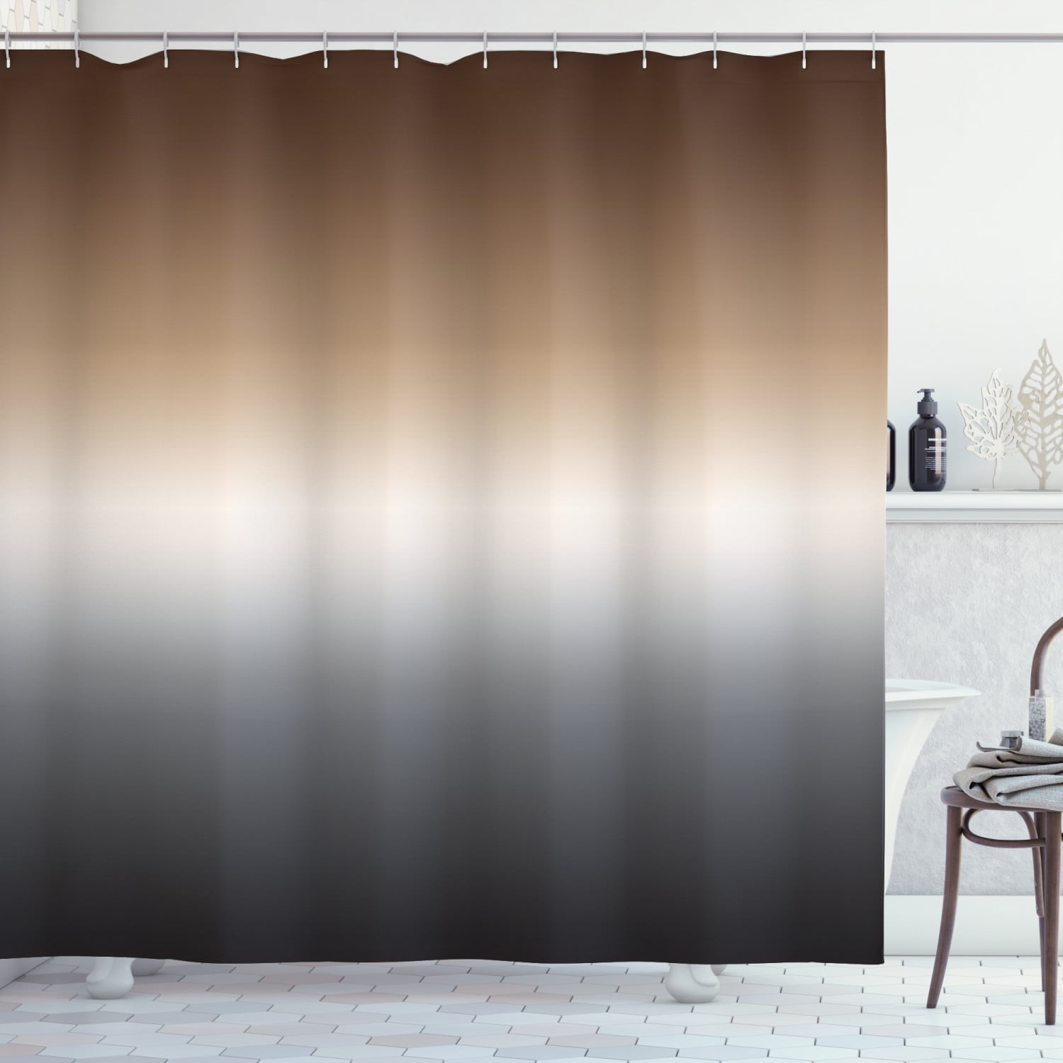 Brown And Gray Shower Curtainnull