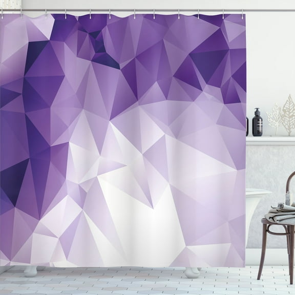 Ambesonne Ombre Shower Curtain, Fractal Triangles Abstract, 69"Wx70"L, Dark Purple