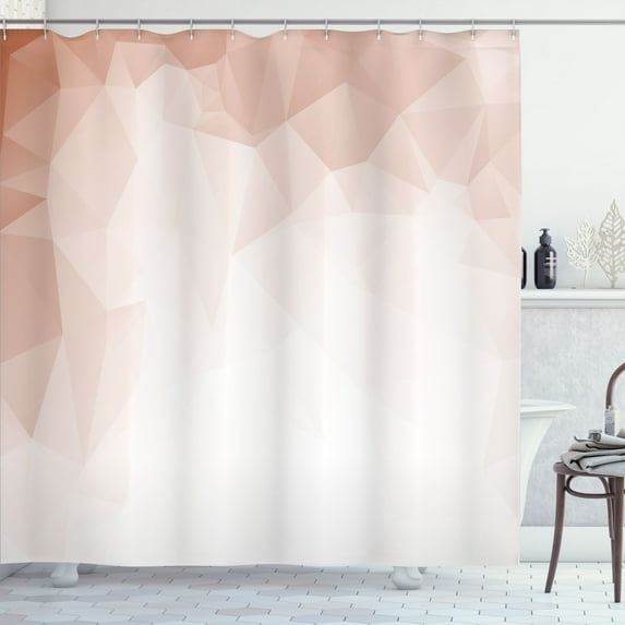 Ambesonne Ombre Shower Curtain, Fractal Triangles Abstract, 69"Wx70"L, Pale Peach