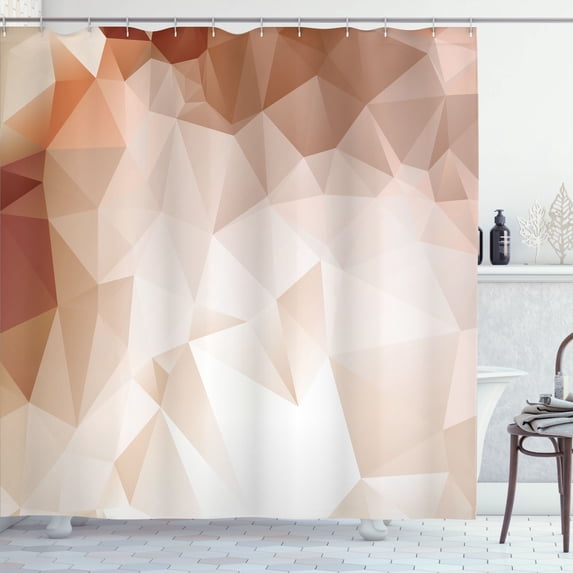 Ambesonne Ombre Shower Curtain, Fractal Triangles Abstract, 69"Wx75"L, Pale Caramel