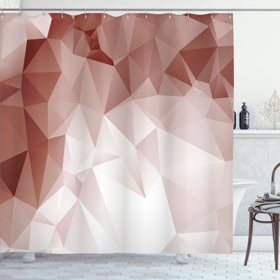 Ambesonne Ombre Shower Curtain, Fractal Triangles Abstract, 69"Wx84"L, Pale Chocolate