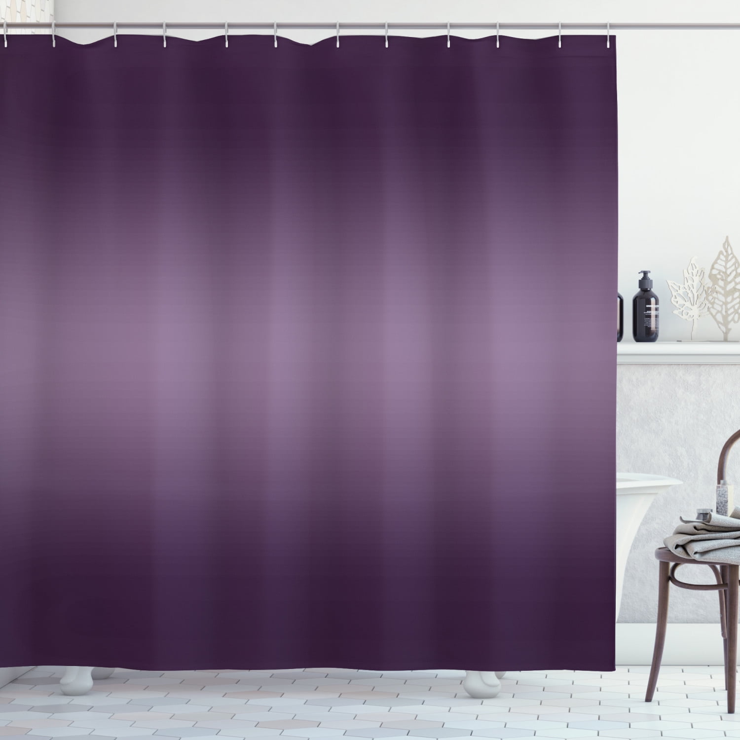 Purple Ombre Fabric Shower Curtain with Hooks