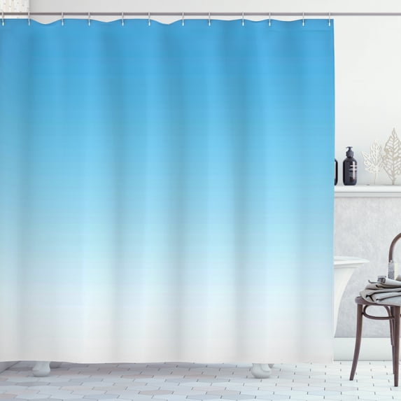 Ambesonne Ombre Shower Curtain, Spring Landscape Print, 69"Wx84"L, Blue White