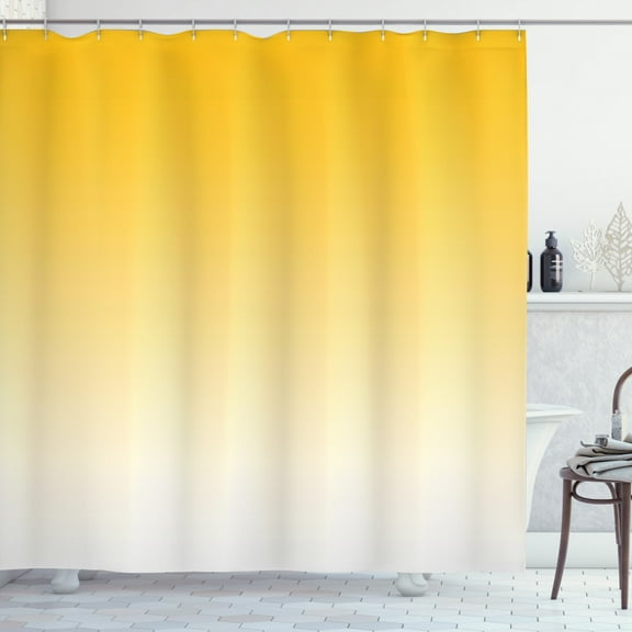 Ambesonne Ombre Shower Curtain, Summer Beach Lovers, 69"Wx70"L, Pale Yellow