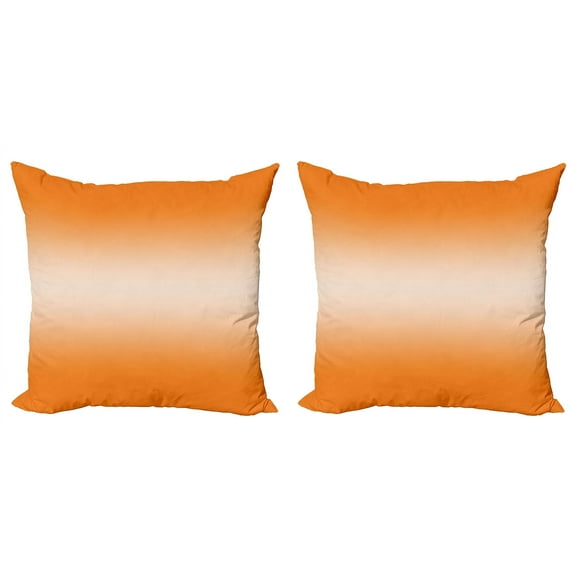 Ambesonne Ombre Throw Pillow Cover 2 Pack, Hot Beach Summer Print, 24", Orange