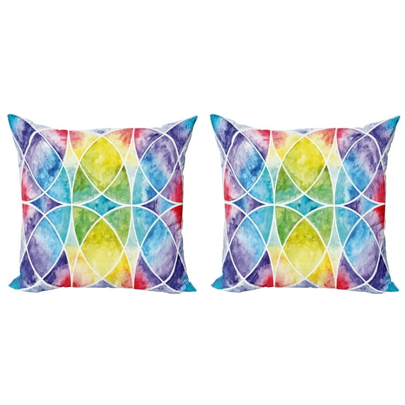 Ambesonne Ombre Throw Pillow Cover 2 Pack, Rainbow Grunge, 20", Multicolor