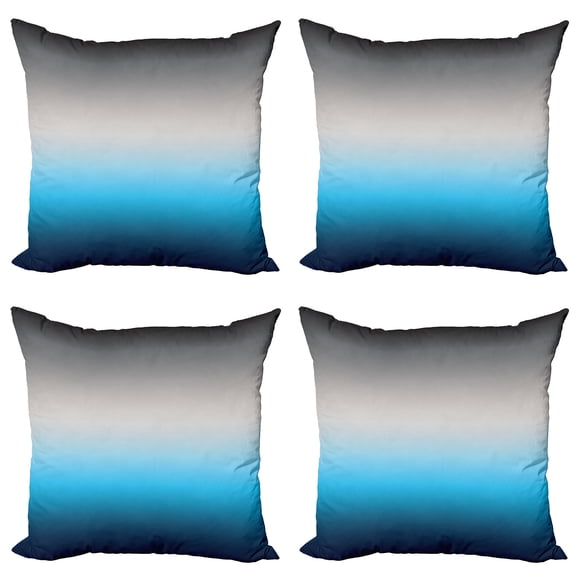 Ambesonne Ombre Throw Pillow Cover 4 Pack, Abstract Color Change Pattern, 20", Grey and Blue