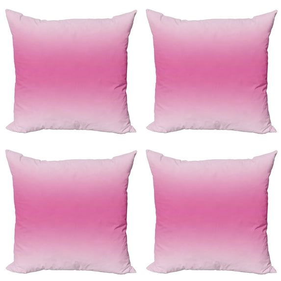 Ambesonne Ombre Throw Pillow Cover 4 Pack, Girly Design, 20", Pink