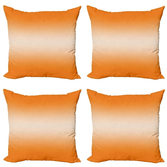 Ambesonne Ombre Throw Pillow Cover 4 Pack, Hot Beach Summer Print, 24", Orange