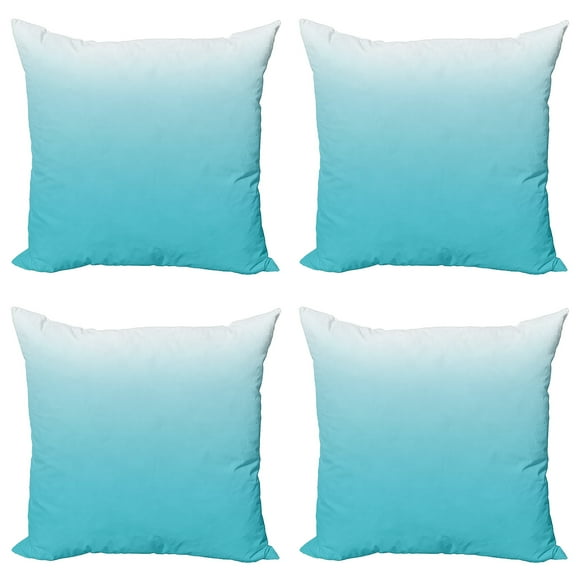 Ambesonne Ombre Throw Pillow Cover 4 Pack, Maldive Ocean Art, 16", Turquoise White