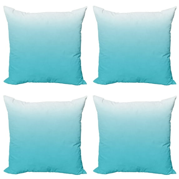Ambesonne Ombre Throw Pillow Cover 4 Pack, Maldive Ocean Art, 24", Turquoise White