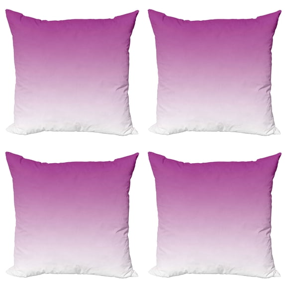 Ambesonne Ombre Throw Pillow Cover 4 Pack, Romantic Modern Flowers, 18", Violet Purple