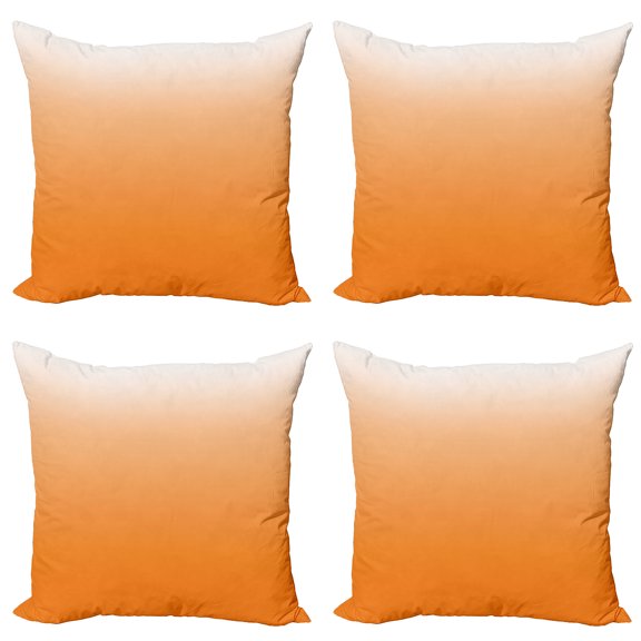 Ambesonne Ombre Throw Pillow Cover 4 Pack, Sunset Summer, 24", Orange White