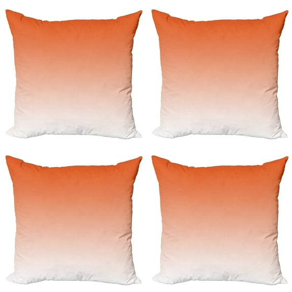 Ambesonne Ombre Throw Pillow Cover 4 Pack, Sunset in Hot Desert, 16", Orange