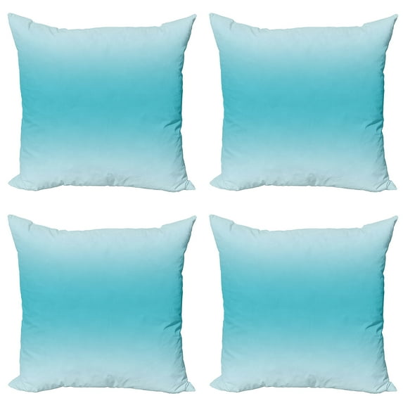 Ambesonne Ombre Throw Pillow Cover 4 Pack, Tropical Aquatic Print, 20", Turquoise