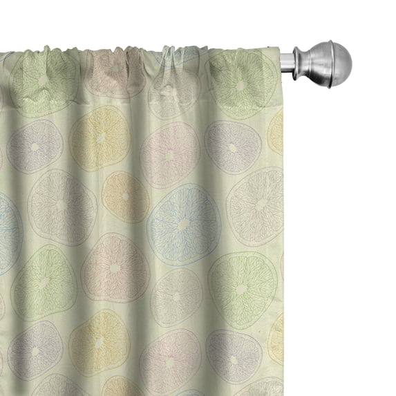 Ambesonne Orange 4-Panel Curtains, Abstract Citrus Slices Art, 56"x63", Pale Khaki Green and Pink