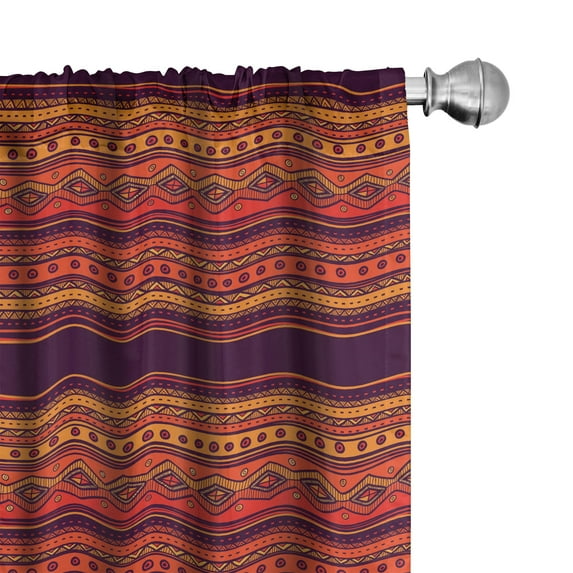 Ambesonne Orange Window Curtains, Abstract Ethno Doodle, Each 28" W x 95" L, Orange Red Plum