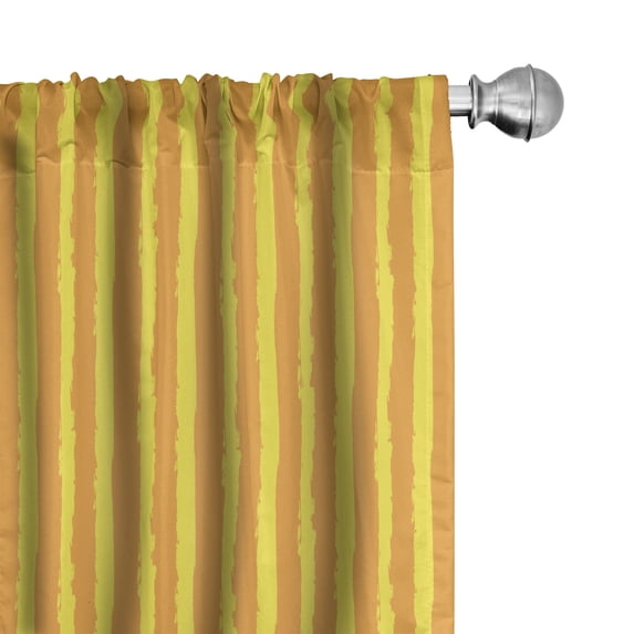 Ambesonne Orange Window Curtains, Colorful Vertical Brush Line, Each 28" W x 95" L, Marigold Yellow