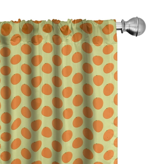 Ambesonne Orange Window Curtains, Minimalist Style Fruit Art, Each 28" W x 63" L, Orange Pale Yellow