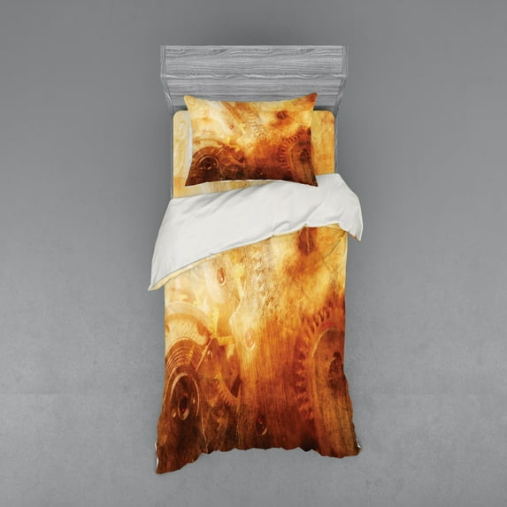 Ambesonne Orange Bedding Set 3 Pcs, Retro Historical, Twin, Orange