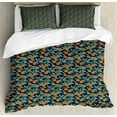 thumbnail image 1 of Ambesonne Orange Blue Duvet Cover Sets, Mandarin Branches, 2-King, Dark Teal Burnt Orange, 1 of 7