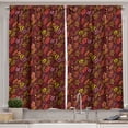 thumbnail image 1 of Ambesonne Orange Boho Kitchen Curtains, Leaves Flowers Dots Art, 55"x30", Scarlet Earth Yellow and Rust, 1 of 3