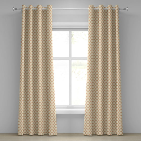 Ambesonne Orange Brown Grommet Curtain, Diagonal Tiles, 50" x 120", Pale Orange