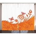 thumbnail image 1 of Ambesonne Orange Curtains 2 Panel Set, Rose Branch, 108" x 84", Orange White, 1 of 3