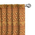 thumbnail image 1 of Ambesonne Orange Curtains, Aztec Sun Geometric Borders, Pair of 28"x95", Pale Orange Burgundy, 1 of 5