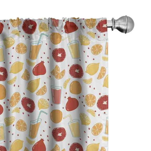Ambesonne Orange Curtains, Fruits Juice Lemon, Pair of 28"x84", Apricot Ruby