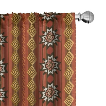 Ambesonne Orange Curtains, Traditional Motif, Pair of 28"x95", Orange Yellow and White