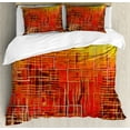 thumbnail image 1 of Ambesonne Orange Duvet Cover Set, Grunge Retro Mosaic, King, Orange Yellow, 1 of 3