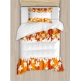 thumbnail image 1 of Ambesonne Orange Duvet Cover Sets, Autumnal Colors Stripes, 2-Twin, Orange Marigold White, 1 of 4