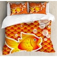 thumbnail image 1 of Ambesonne Orange Duvet Cover Sets, Cartoon Goldfish Bubble, 2-King, Burnt Orange, 1 of 7