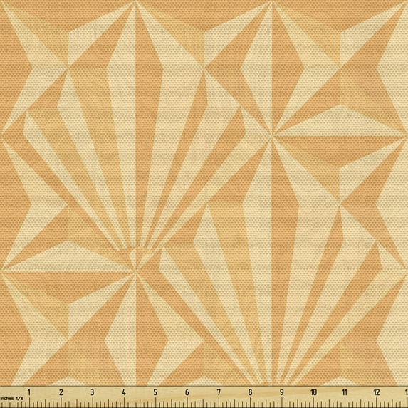 Ambesonne Orange Fabric by the Yard Upholstery, Abstract Retro Fractal Art, 5 Yards, Champagne and Peach