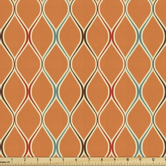 Ambesonne Orange Fabric by the Yard Upholstery, Trippy Inspired, 1 Yard, Multicolor