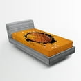 thumbnail image 1 of Ambesonne Orange Fitted Sheet 2 Pcs Set, Basketball Splash Style, Twin, Orange Black, 1 of 3