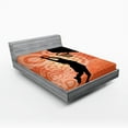 thumbnail image 1 of Ambesonne Orange Fitted Sheet, Basketball Dunk Athlete, King Size, Pale Orange Black, 1 of 3