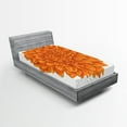 thumbnail image 1 of Ambesonne Orange Fitted Sheet, Dahlia Flower Floral, Twin Size, Orange, 1 of 3