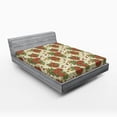 thumbnail image 1 of Ambesonne Orange Fitted Sheet, Flowers in Autumn Theme, Queen Size, Orange and Olive Green, 1 of 2