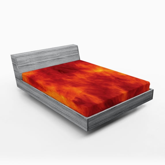 Ambesonne Orange Fitted Sheet, Heat Design Illustration, Full Size, Orange and Yellow