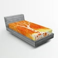 thumbnail image 1 of Ambesonne Orange Fitted Sheet, Leafless Tree Autumn, Twin XL Size, Orange, 1 of 3