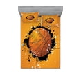 thumbnail image 1 of Ambesonne Orange Fitted Sheet & Pillow Sham Set, Basketball Splash Style, Full, Orange Black, 1 of 2