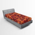 thumbnail image 1 of Ambesonne Orange Fitted Sheet, Retro Pattern Triangle, Twin Size, Orange and Brown, 1 of 2