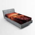 thumbnail image 1 of Ambesonne Orange Fitted Sheet, Twilight at Seaside, Twin XL Size, Orange, 1 of 3