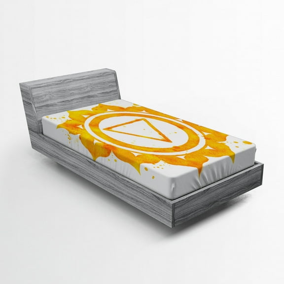 Ambesonne Orange Fitted Sheet, Watercolor, Twin Size, Orange