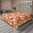 thumbnail image 1 of Ambesonne Orange Flat Sheet, Doodle Summer Flora, Full Size, Sky Blue Orange Brown, 1 of 1